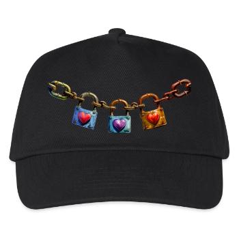 Liebesschlösser mit Herzen Design 2 - Kinder Basecap - Schwarz - Vorne