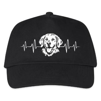 Golden Retriever Herzschlag - Hundefreunde Puls - Kinder Basecap - Schwarz - Vorne