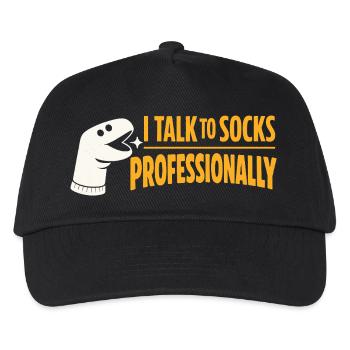 Mit Socken reden | Sockenpuppe Humor - Kinder Basecap - Schwarz - Vorne