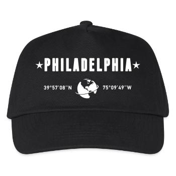 Philadelphia Koordinaten Planet Erde Weiß - Kinder Basecap - Schwarz - Vorne