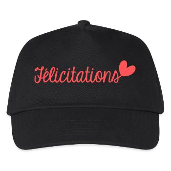 FELICITATIONS. BRAVO. NAISSANCE. ANNIVERSAIRE. BAC - Casquette de baseball Enfant - noir - Devant