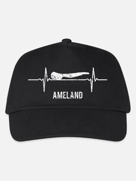 Geschenk, Heartbeat, Insel, Herzschlag Ameland - Kinder Basecap - Schwarz