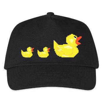 Pixel Enten Familie Mutter Kücken Kind Geschenk - Kinder Basecap - Schwarz - Vorne