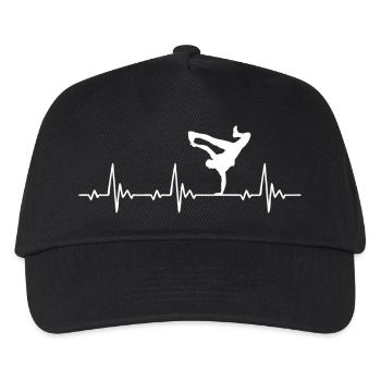 Streetdance Breakdance Heartbeat Frequenz Puls - Kinder Basecap - Schwarz - Vorne