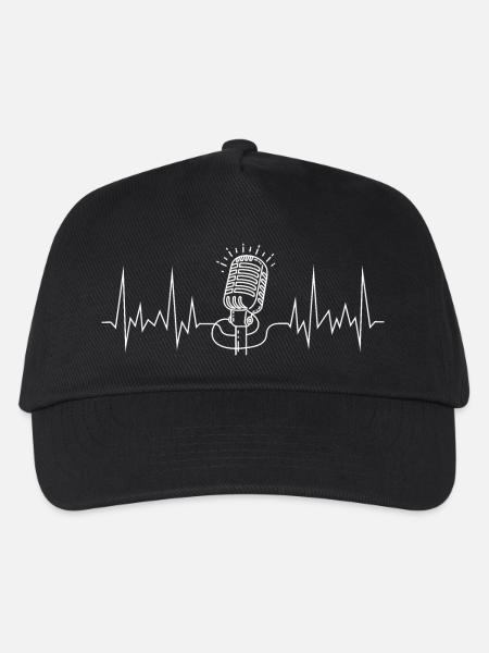 wave line microphone white - Kids’ Baseball Cap - black