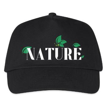 Nature Leaves Serif Logo - Kinder Basecap - Schwarz - Vorne