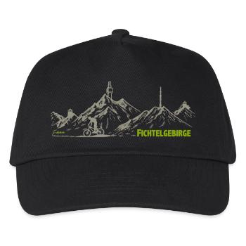 Fichtelgebirge drawing with Kösseine Schneeberg - Kids’ Baseball Cap - black - Front