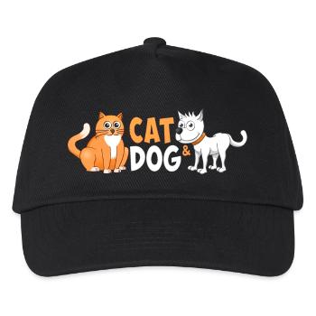 Image joyeuse d’un chat et d’un chien. - Casquette de baseball Enfant - noir - Devant