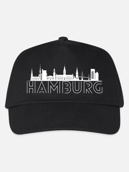Hamburg Panorama. Hamburg Silhouette. - Kinder Basecap - Schwarz