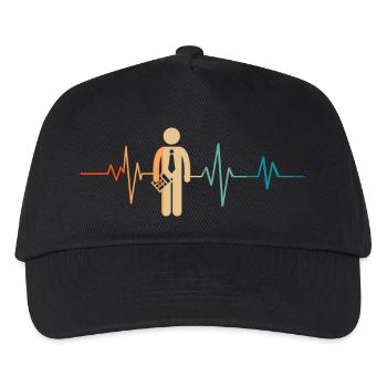 Retro-Buchhaltung Heartbeat - Kinder Basecap - Schwarz - Vorne