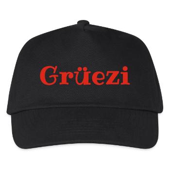 Grüezi - Schweiz - Switzerland - Swiss - Suisse - Kinder Basecap - Schwarz - Vorne