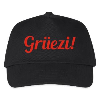 Grüezi - Schweiz - Switzerland - Swiss - Suisse - Kinder Basecap - Schwarz - Vorne