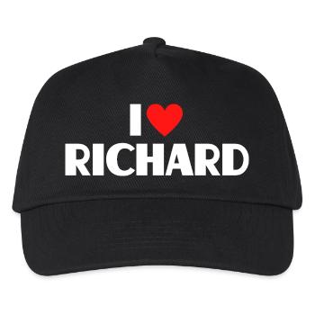 I love Richard Rotes Herz Romantischer Name Fan - Kinder Basecap - Schwarz - Vorne