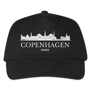 Skyline von Kopenhagen, ich liebe Kopenhagen - Kinder Basecap - Schwarz - Vorne