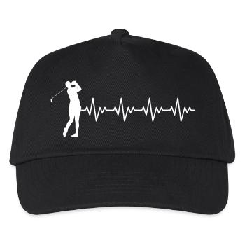 Golf Golfer Golfschlag EKG Herzschlag Herzfrequenz - Kinder Basecap - Schwarz - Vorne
