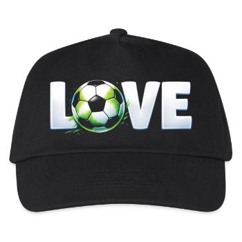 Liebe zum Design von Rundballen im Fußball - Kinder Basecap - Schwarz - Vorne