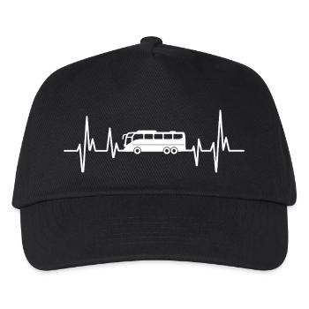 Linienbus Herzschlag Busfahrer Schulbus Bus - Kinder Basecap - Schwarz - Vorne