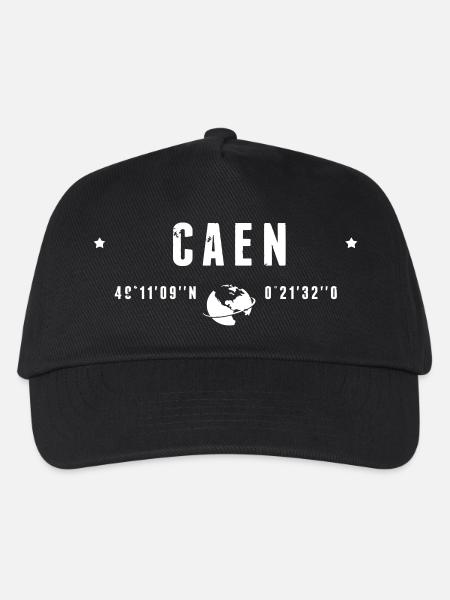 Caen France Globe Blanc GPS-Koordinaten - Kinder Basecap - Schwarz