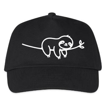 Sleeping Sloth on Branch Animal Motif - Kids’ Baseball Cap - black - Front