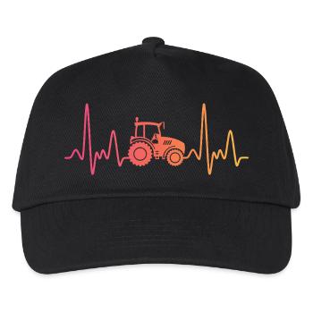 Tractor sunset heartbeat farmer - Kids’ Baseball Cap - black - Front