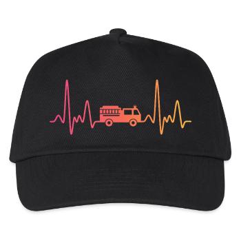 Fire Truck Sunset Heartbeat Pumped - Kids’ Baseball Cap - black - Front