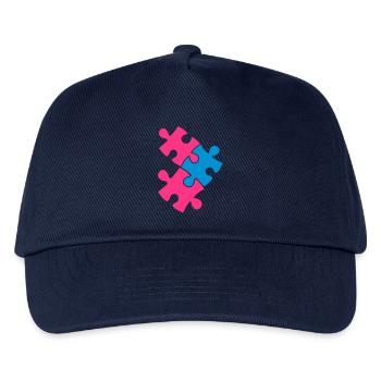 drei Puzzle-Stücke, die Montage in zwei Farb - Kinder Basecap - Navy - Vorne