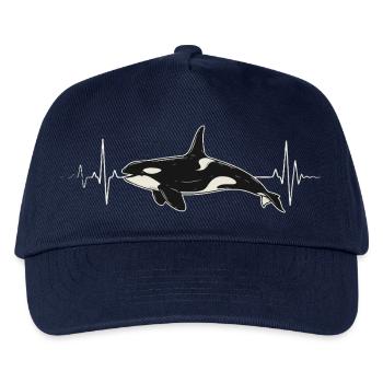 Orca Herzschlag EKG Schwertwal Meerestier Wal - Kinder Basecap - Navy - Vorne
