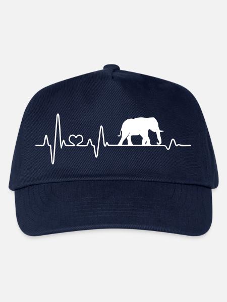 Elefant Herzschlag Elefanten Puls Afrika Safari - Kinder Basecap - Navy