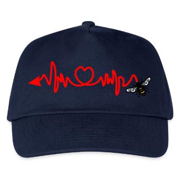 Cardio-Herzfrequenz, Biene mit Stachel oder Pfeil - Kinder Basecap - Navy - Vorne