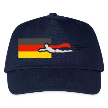 Supermen fliegt in Deutschland Flagge - Kinder Basecap - Navy - Vorne