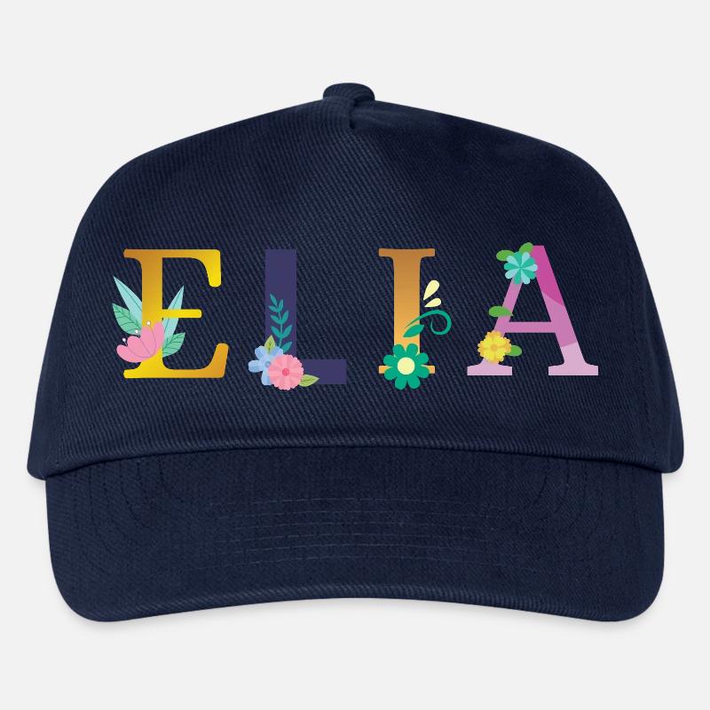 ELIA Name mit Blumen geschmückt - Kinder Basecap - Navy