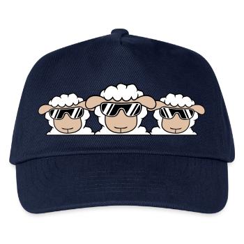 3 DJ Schafe Hinter Zaun Mauer Sonnenbrille Freunde - Kinder Basecap - Navy - Vorne
