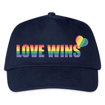 Bunter Regenbogen Herz mit Liebesbotschaft - Kinder Basecap - Navy - Vorne
