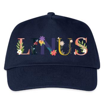 Le nom de LINUS est décoré de fleurs - Casquette de baseball Enfant - marine - Devant