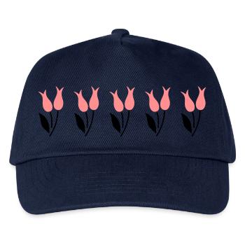 Tulips in a row - pink - Kids’ Baseball Cap - navy - Front