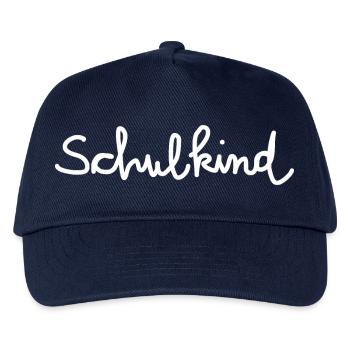 Handgeschriebener Schriftzug "Schulkind" - Kinder Basecap - Navy - Vorne