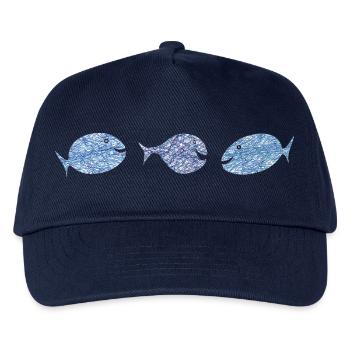 Scribblefisch Blau Muster Kulifisch - Kinder Basecap - Navy - Vorne