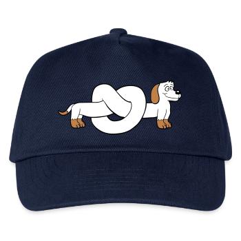 Dog Dachshund Pretzel Shape Knot Long Body Comic - Kids’ Baseball Cap - navy - Front