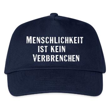 Statement Spruch Menschlichkeit kein Verbrechen - Kinder Basecap - Navy - Vorne
