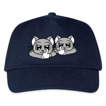 Böse Katzen Freunde Mittelfinger Beleidigung Team - Kinder Basecap - Navy - Vorne