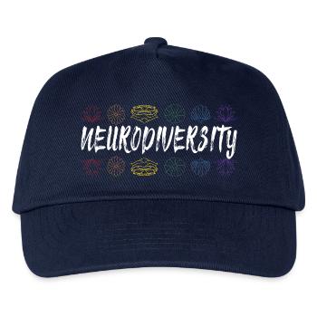 Neurodiversity Rainbow Floral Typography - Kids’ Baseball Cap - navy - Front