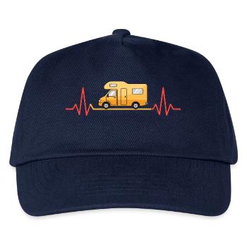 Camping love with the heartbeat and motorhome - Kids’ Baseball Cap - navy - Front