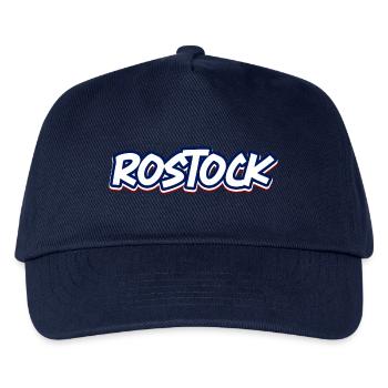 Rostock Schriftzug in blau weiss rot - Kinder Basecap - Navy - Vorne