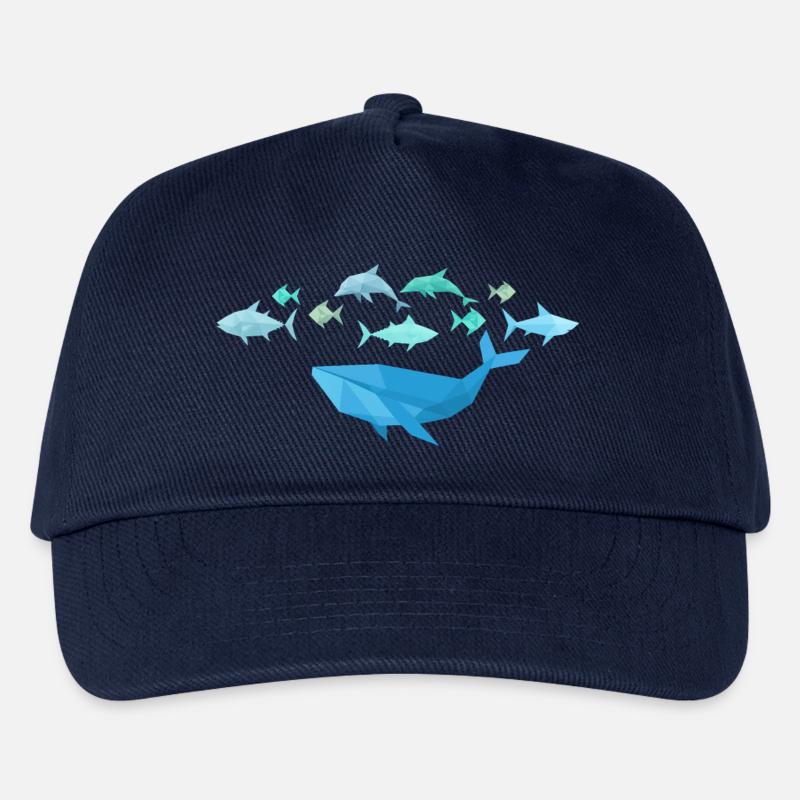 Fische mit Wal im Origami-Stil - Kinder Basecap - Navy