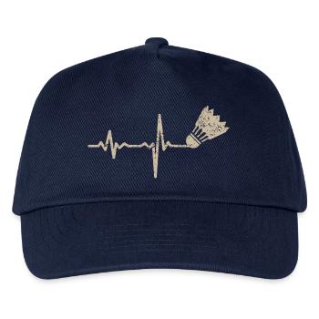 Geschenk Heartbeat Badminton - Kinder Basecap - Navy - Vorne