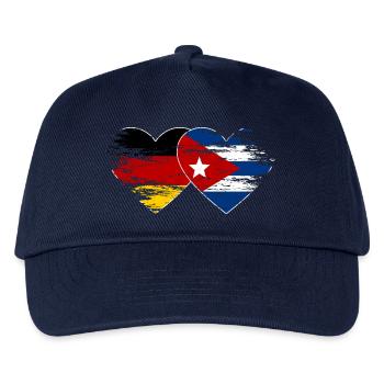 Deutschland Kuba Flagge used Herz - Kinder Basecap - Navy - Vorne