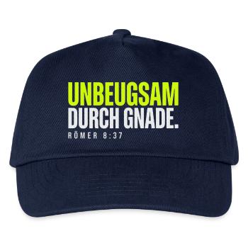 Unbeugsam durch Gnade – Römer 8,37 - Kinder Basecap - Navy - Vorne