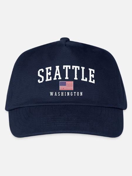 Seattle Flag & Skyline Vintage - Kinder Basecap - Navy