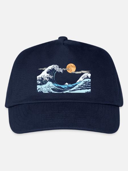 Kanagawa Wellen Ästhetische japanische Kunst Große Welle - Kinder Basecap - Navy