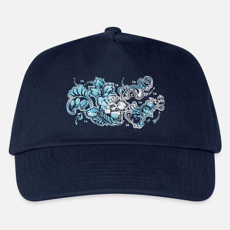 Blauer Blumen-Muster - Kinder Basecap - Navy